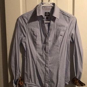 Express blue and white stripe button down